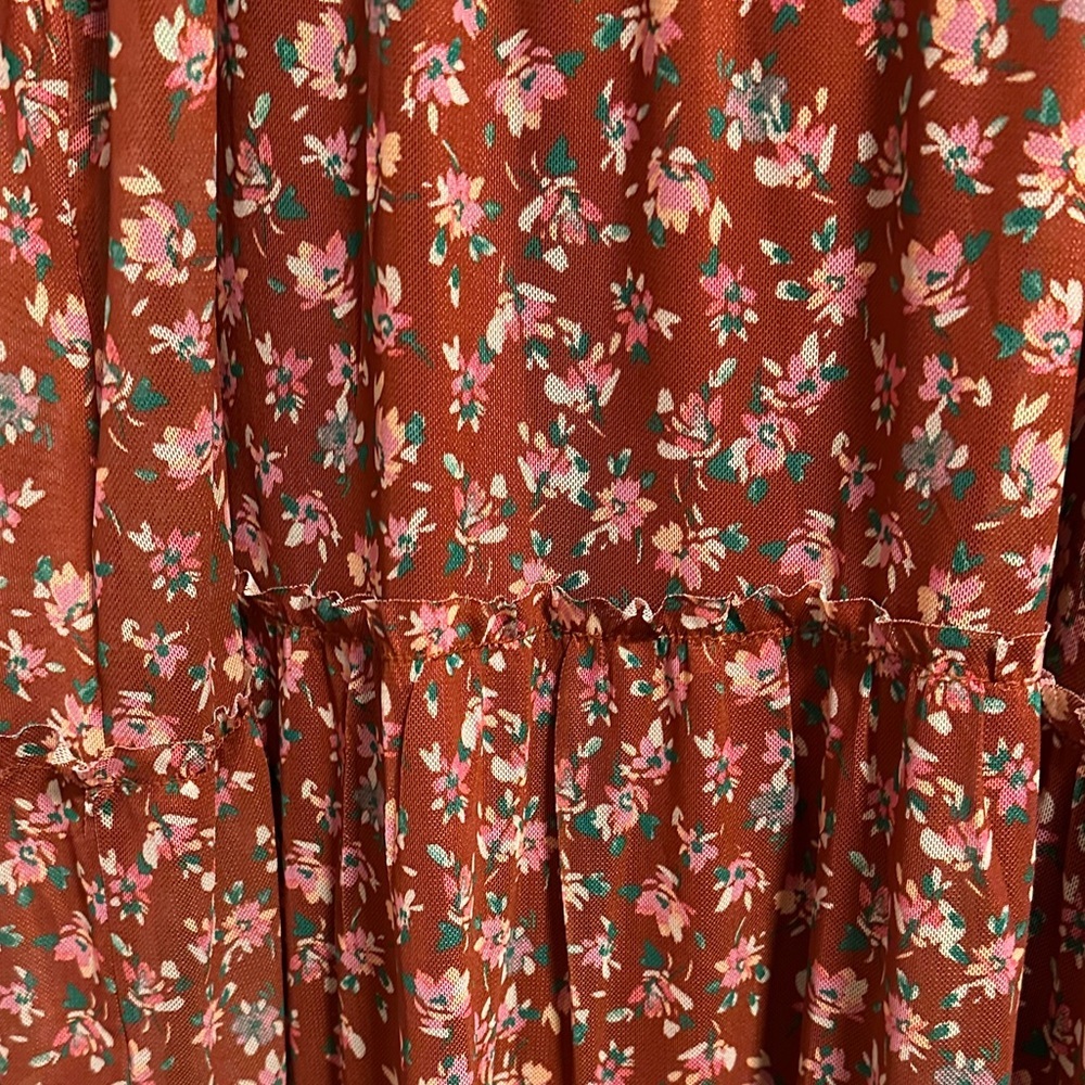 love, Fire Red Floral Mini Dress - Picture 5 of 6